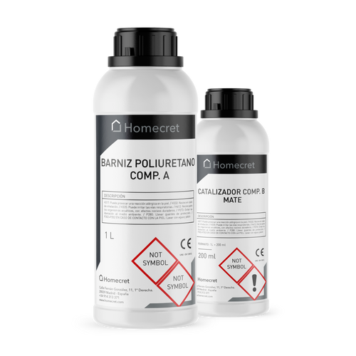 Barniz de poliuretano bicomponente para microcemento, 1 L + 0,2 L Homecret