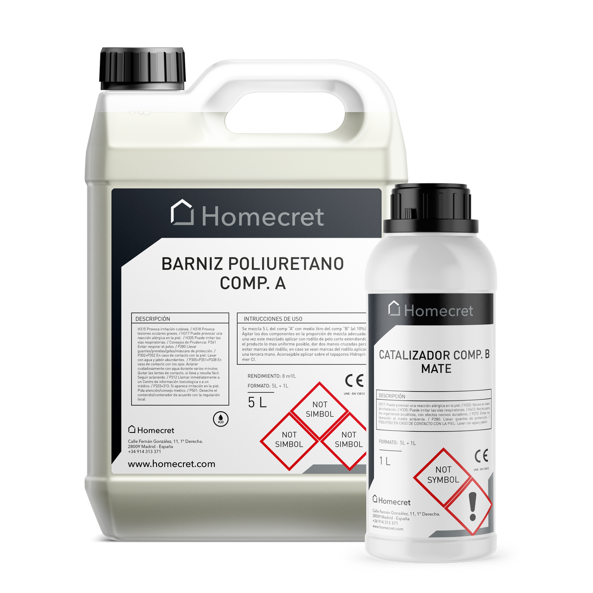 Barniz de poliuretano bicomponente para microcemento, 5 L + 1 L Homecret