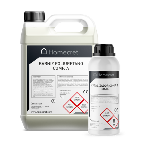 Barniz de poliuretano bicomponente para microcemento, 5 L + 1 L Homecret