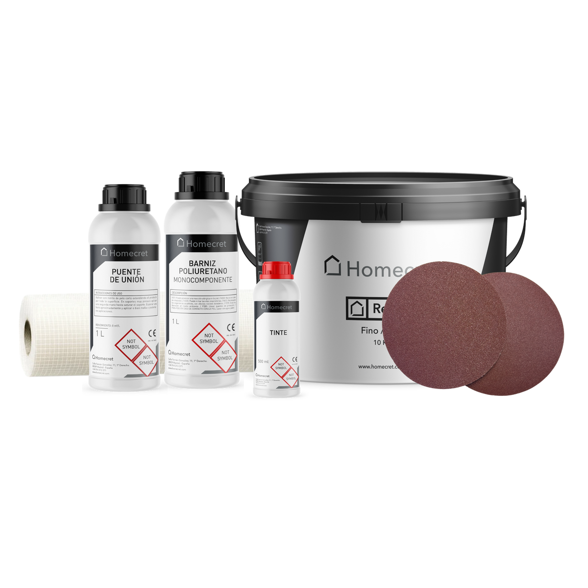 Kit de microcemento Homecret 10 m² con malla, imprimación, barniz y tinte