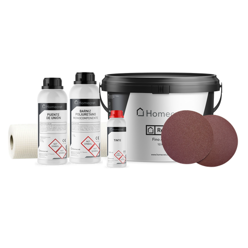 Kit de microcemento Homecret 10 m² con malla, imprimación, barniz y tinte