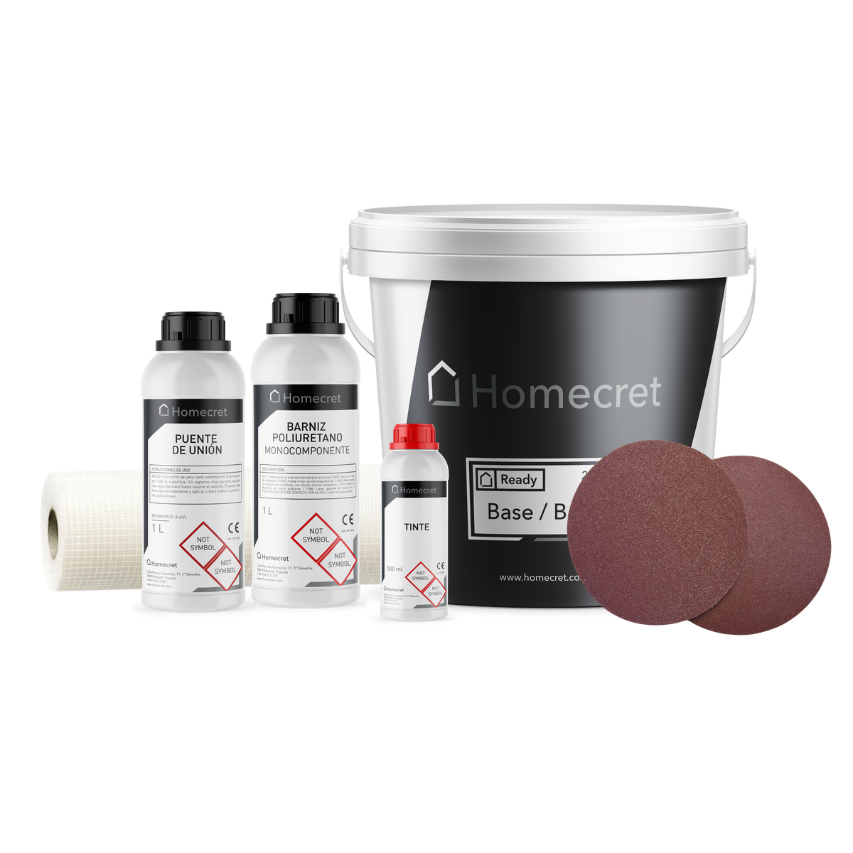 Kit de microcemento Homecret 20 m² con malla, imprimación, barniz y tinte