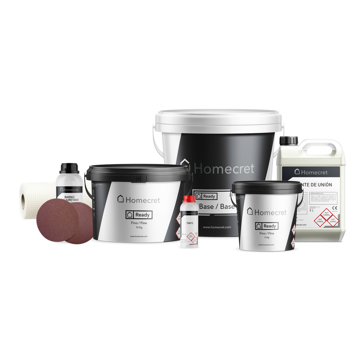 Kit de microcemento Homecret 30 m² con malla, imprimación, barniz y tinte