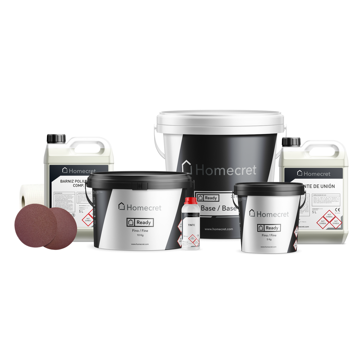 Kit de microcemento Homecret 50 m² con malla, imprimación, barniz y tinte