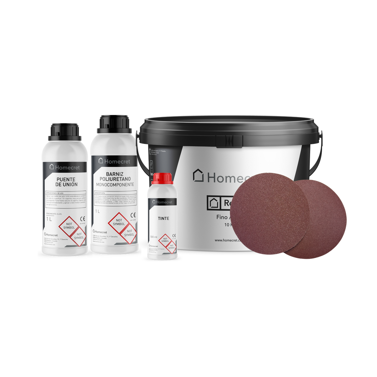 Kit de microcemento Homecret con imprimación, barniz, tinte y lijas