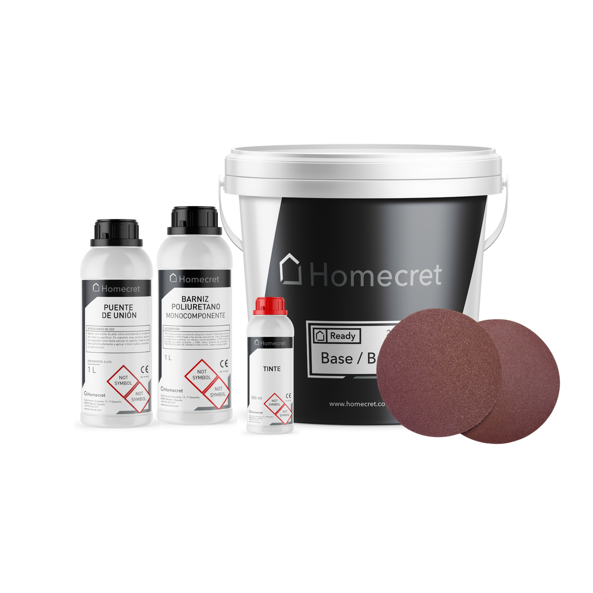 Kit de microcemento Homecret 20 m² con imprimación, barniz, tinte y lijas