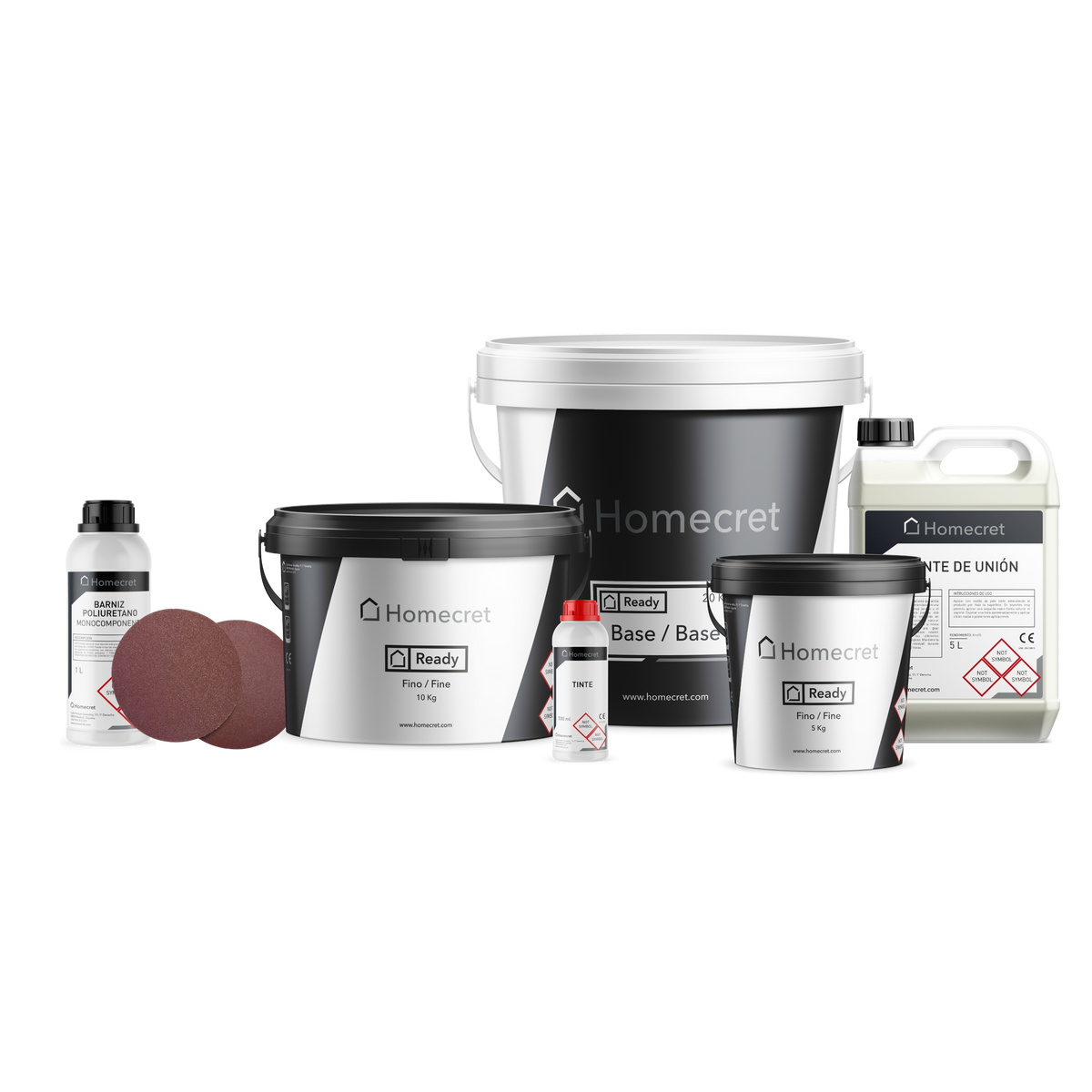 Kit de microcemento Homecret 30 m² con imprimación, barniz, tinte y lijas