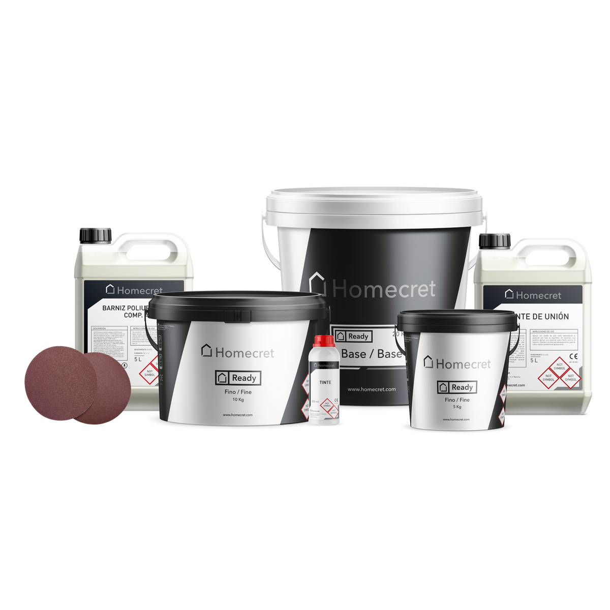 Kit de microcemento Homecret 50 m² con imprimación, barniz, tinte y lijas